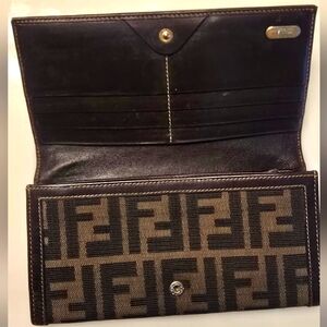 Fendi Black and Brown Logo Wallet